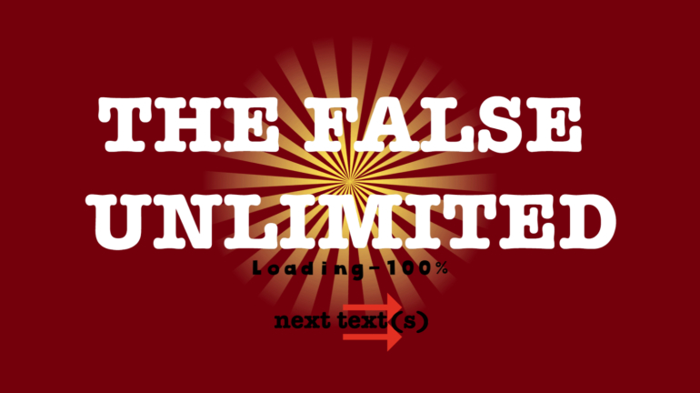 White text on red reads'The false unlimited'